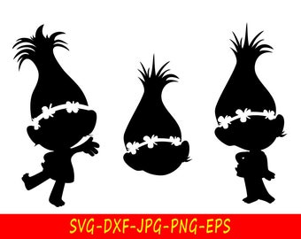 Trolls svg, princess Poppy svg shape clip art, download in format, svg, png, eps, dxf, pdf. For Silhouette Cameo, Cricut, vinyl, embroidery