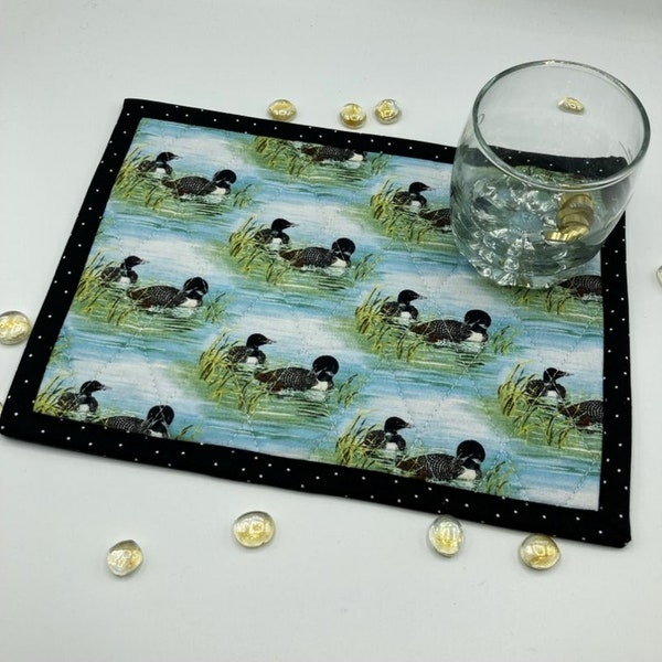 Common Loon Mug Rugs (Set of 2) 8.5" x 11.5" Table Mats, State Bird of Minnesota Snack Mats, Marsh Loons Table Mats, Ready To Ship