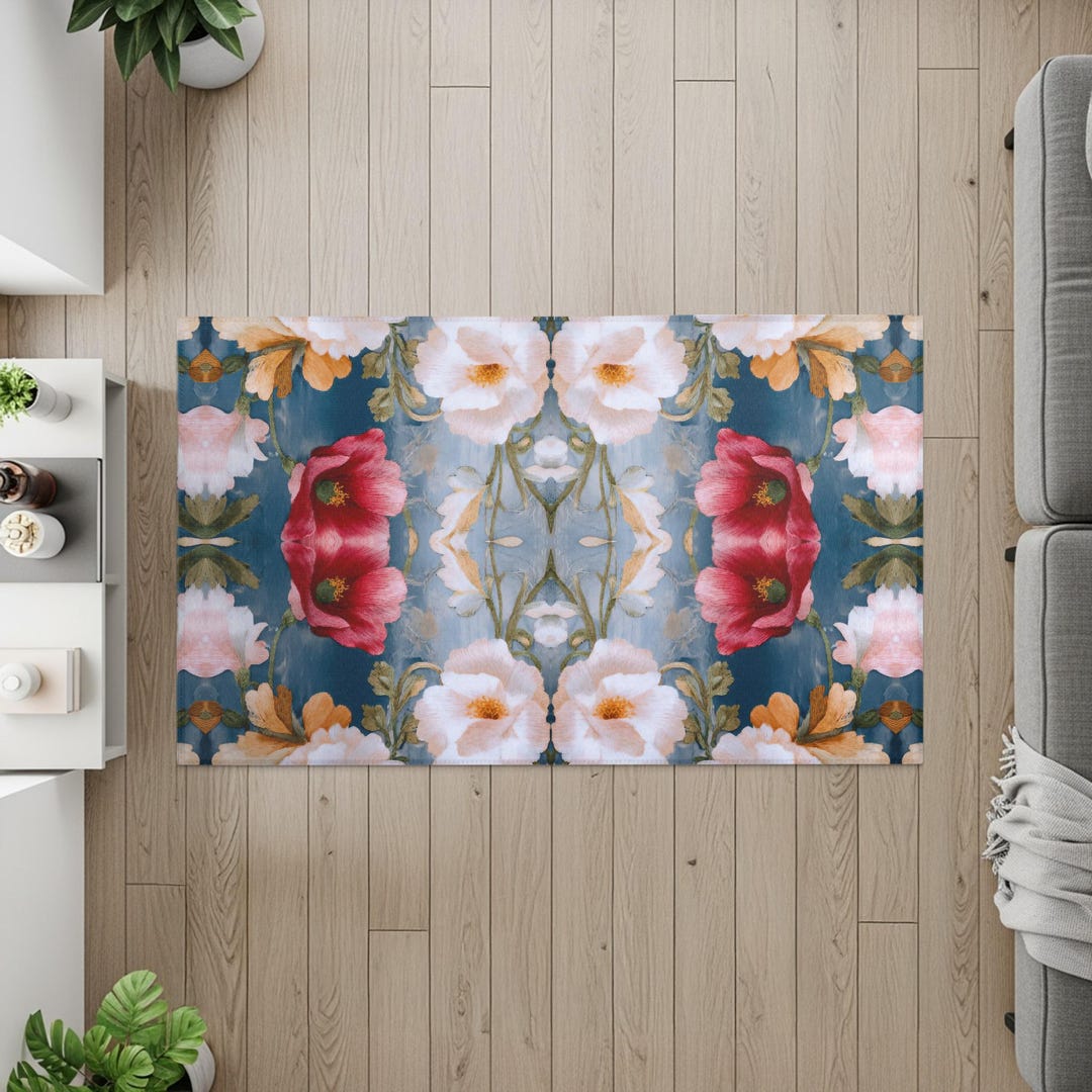 Floral Area Rug, Botanical Rug, Flower Pattern Rug, 2X4, 60X36, 36X24 ...
