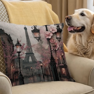 Eiffel Tower Woven Pillow, Paris Cityscape Art, France Travel Decor, Romantic Home Accent, Urban Style Cushion, Parisian Landmark Pillow