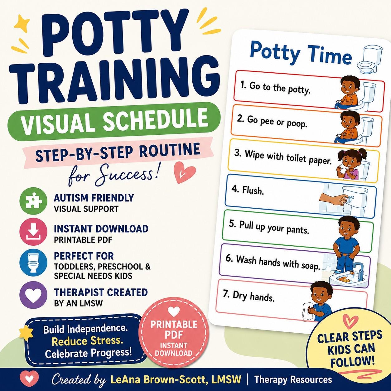 Potty Training Visual Schedule | Autism Toilet Routine Chart (digital ...
