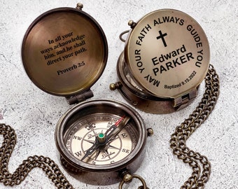 Baby Baptism Gift Personalized Compass May Your Faith Always Guide You