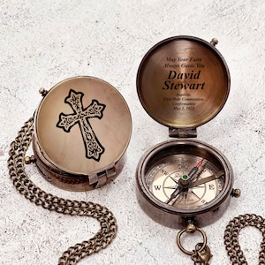 Personalized Compass Custom Engraved Baby Baptism Gift for Boy or Girl, Confirmation Gift, Godchild Gift, Best Birthday Gift for Kids