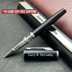 Custom Pen Personalized Pens Custom Engraved Black Lacquered Pen in Gift Box Graduation, Coworker Gift, Custom Office Supplies Gift for Boss