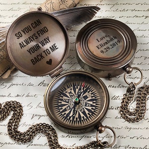 Personalized Engraved Compass Customized Your Own Message Compass Wedding Gift Idea for Him
