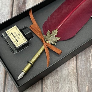 Vintage Feder Stift Schreibfeder Set 5 Spitzen Stifthalter, Kalligraphie Stift Laser graviert Einzigartige Geschenkidee für Künstler, Signature Pen
