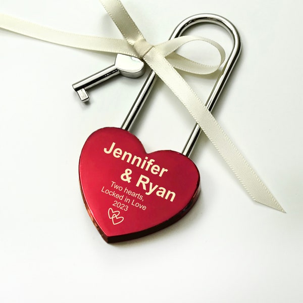 Personalized Red Love Lock Wedding Gift Husband Anniversary Present