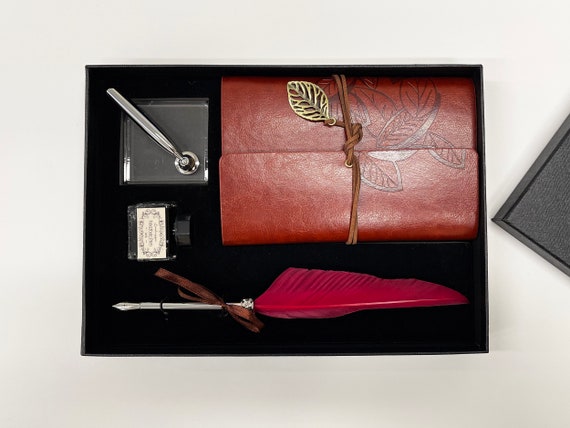 Lined Journal & Pen Gift Set—Red (FREE Engraving)