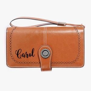 Carteras para mujer, billetera de cuero encerado de gran capacidad, de lujo, personalizada, regalo de dama de honor, soporte para teléfono, bolsa de viaje, regalo para el día de la madre