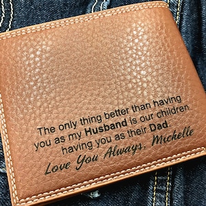 Cartera de cuero fina plegable hecha a mano personalizada, regalo de cumpleaños, billetera delgada, regalo para nieto, graduación, padre, tío, hermano, regalo personalizado para hijo