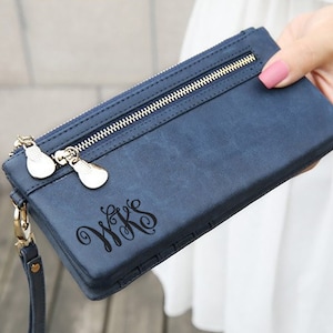 Regalo del día de la madre para mamá: billetera personalizada, regalo de cartera personalizado para ella, regalo de dama de honor personalizado, soporte para iPhone con inicial personalizado