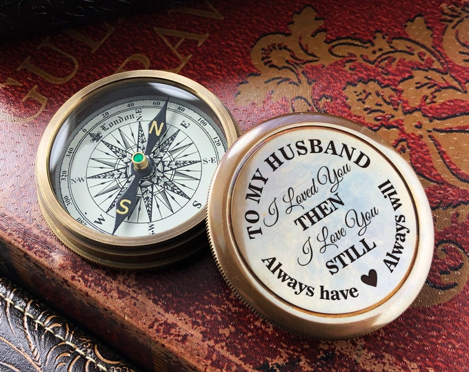 Personalized Compass with Custom Engraving - Wedding Gifts, Anniversary Gifts for Boyfriend, Engraved Gift for Boyfriend, Groomsmen Gift
