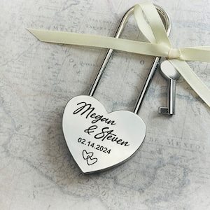 Personalized Silver Love Lock, Wedding Gifts, Anniversary Gift Unique Valentines Day Gift in Gift Box Love Locks Bridge Honeymoon