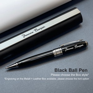 luxe pen in geschenkverpakking op maat gegraveerde zwarte lakpen, gepersonaliseerde balpen, afstudeercadeaus voor mannen vader vriendje cadeau voor vader