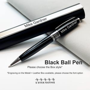Personalized Black Lacquer Rollerball Pen • Corporate Gifts for Employees, Gift  for Clients, Business Thank You Gift • Company Event Favors