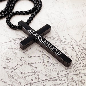 Engraved Cross Necklace: Personalized Christian Pendant, Stainless Steel