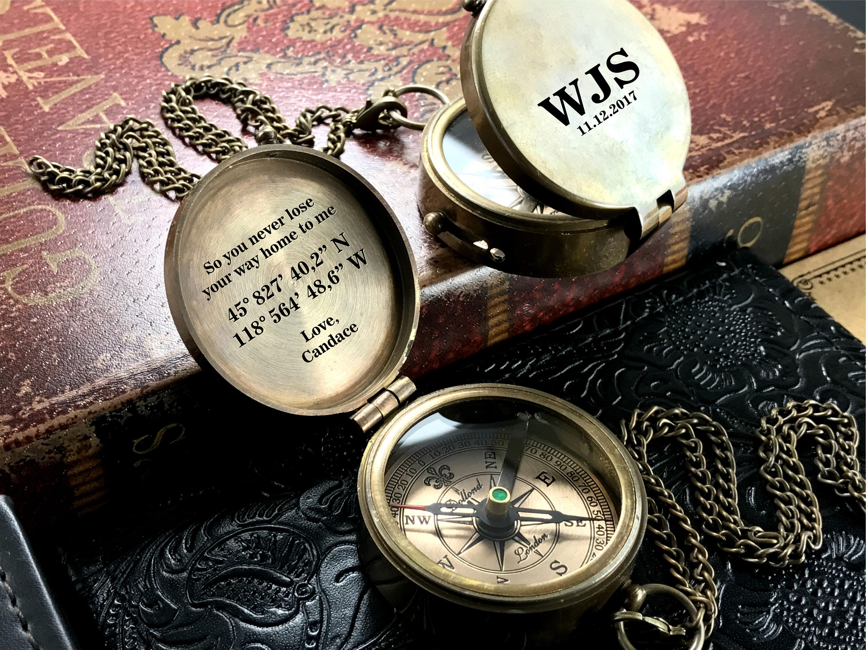 ENGRAVED COMPASS Mr and Mrs Est PERSONALIZED Compass for Etsy