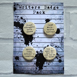 Writers Badges 4 Pack Parchment Paper, Gift For Writers, Gift For Readers, Teacher Gifts image 1