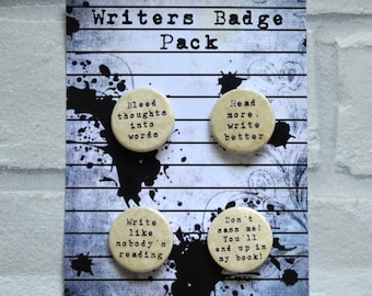 Writers Badges - 4 Pack Parchment Paper, Gift For Writers, Gift For Readers, Teacher Gifts