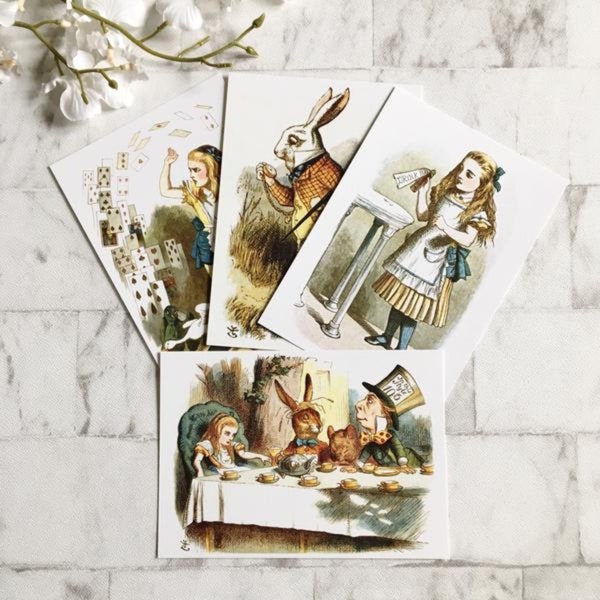 Alice In Wonderland Postcards, John Tenniel, Literary Gift, Booklovers, Literary Postcards