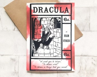 Carte de voeux Dracula A5, Bram Stoker, carte littéraire, cadeau pour lecteurs, bibliophile