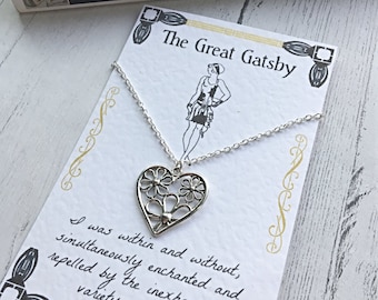 The Great Gatsby Daisy Necklace -  F.Scott Fitzgerald, Literary Jewellery, Book Lover, Reader Gift