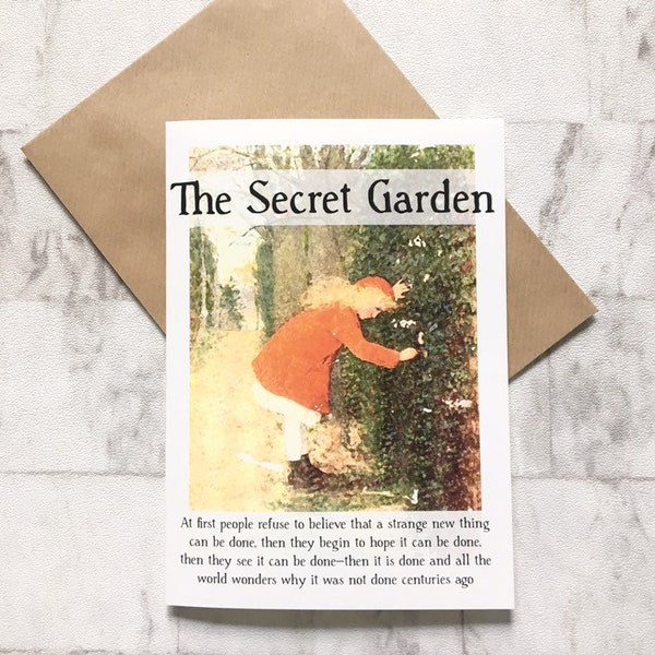 A5 The Secret Garden - Greeting Card, Frances Hodgson Burnett, Literary Card, Gift For Readers, Booklover