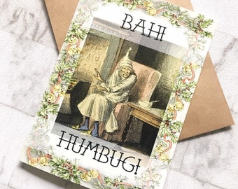A5 A Christmas Carol Greeting Card - Bah Humbug, Scrooge, Charles Dickens, Literary Card