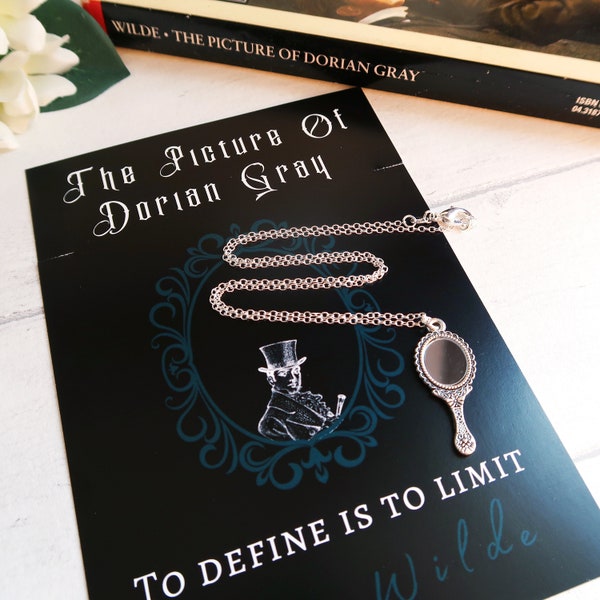 The Picture Of Dorian Gray Necklace, Oscar Wilde Necklace, Book Lover Gift, Gothic Literature, Mirror Jewellery