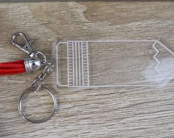 Acrylic Pencil Keychain With Tassel in Your Choice of Color | Personalized Teacher Gift