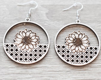 Wooden Sunflower Earrings - Perfect Gift for Nature Lovers