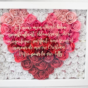 Personalized Flower Shadow Box | Custom Frame with Name/Quote | Gift for Her, Weddings, or Condolences