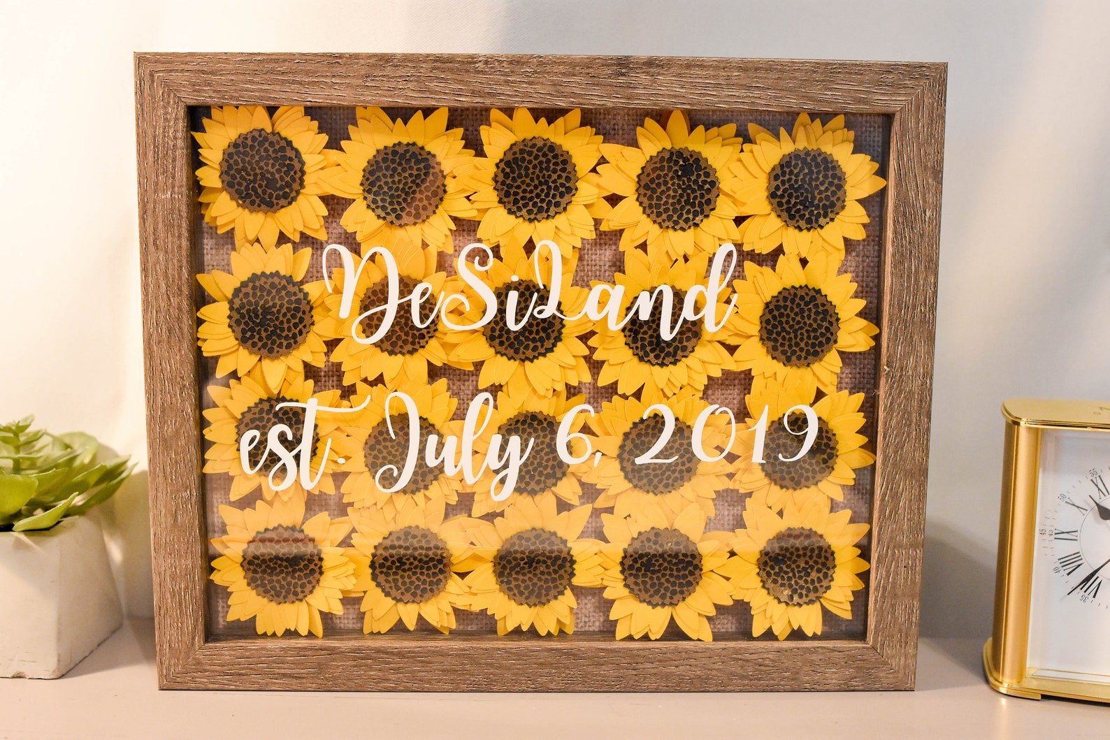 Custom Sunflower Shadow Box Gift Personalized Frame With Etsy