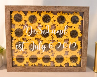 Custom Sunflower Shadow Box Gift | Personalized Frame With Name or Quote | Bedroom or Nursery Wall Decor | Wedding Sign | Farmhouse Decor