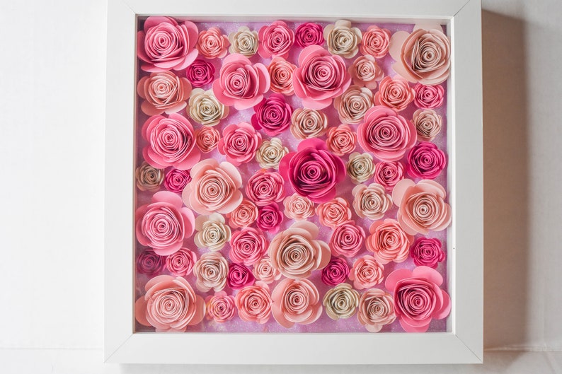 Custom Pink Flower Shadow Box Gift Wall Decor Gift Etsy
