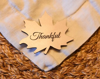 Thanksgiving Wood Leaf Napkin Decor | Napkin Ring DIY | Thankful Grateful Blessed Gather Leaf Table Decor | Tablescape | Fall Table Decor