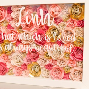 Custom Flower Shadow Box Gift Bedroom or Nursery Wall Decor Wedding