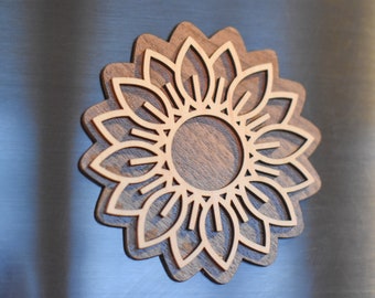 Wood Sunflower Magnet