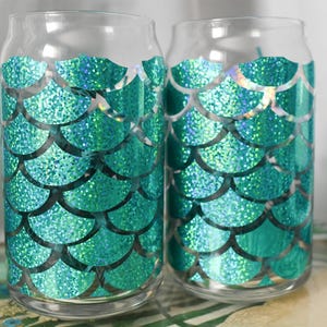 Mermaid Barware | Mermaid Coffee Glass | Iced Coffee Glass | Beer Can Glass Set | Under the Sea Glass | Mermaid Glasses