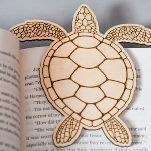 Seaturtle Bookmark or Coaster | Laser-Engraved Wood Turtle Gift