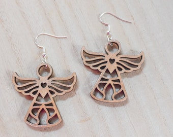 Wooden Angel Ornament Earrings