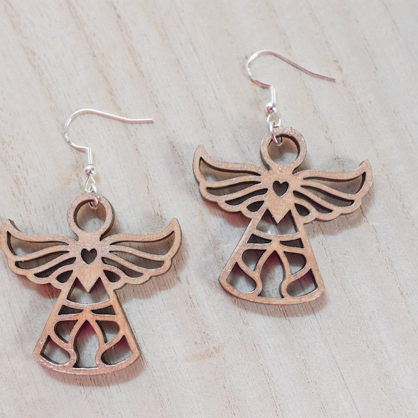 Wooden Angel Ornament Earrings