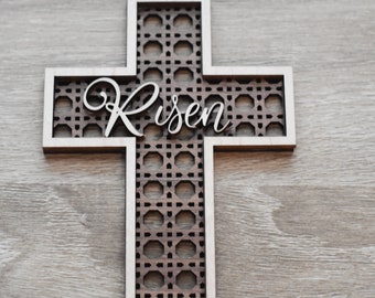 Boho Style Small Rattan Cross Decor: Christian Gift, Nursery Accessory, and Baptism Favor