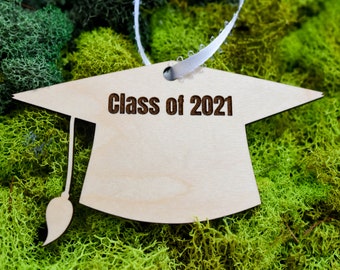 Class of 2021, Class of 2022, Class of 2024 Wooden Graduation Cap Ornament | Personalized Ornament for Grad | Graduation Gift | Senior Gift