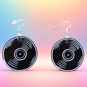 Acrylic Vinyl Record Earrings - Retro Music Lover Jewelry