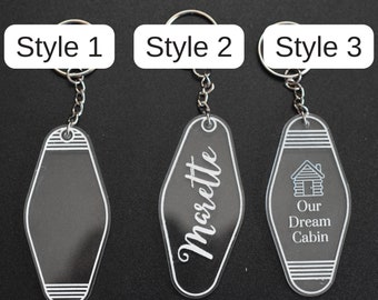Personalized Hotel-Style Keychain, Custom Vintage Look on Acrylic Keychain