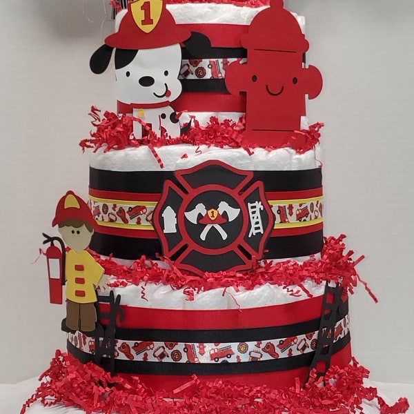 Firefighter Theme Round or Square Diaper Cake