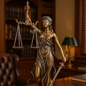 Blind Lady Justice Statue, Greek Statue, Bronze Statue, Office Gift, Gifts for Lawyers, Engraved Statue, Greek Goddess Statue,Divine Goddess
