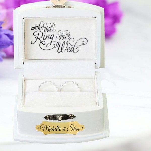 Custom Wedding Ring Box, Wooden Ring Box, Ring Bearer Box, Wedding Gift, Engraved Wooden Box, Custom Names Ring Box, With This Ring Box