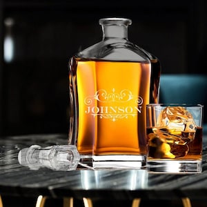 Personalized Whiskey Scotch Decanter Brandy Bottle Engraved Groomsmen Proposal Wedding Anniversary Gift Him